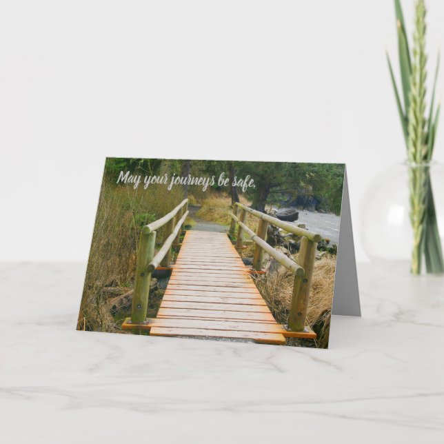 Tarjeta viaje seguro, escena costera, puente, nuevos cambi (Anverso)