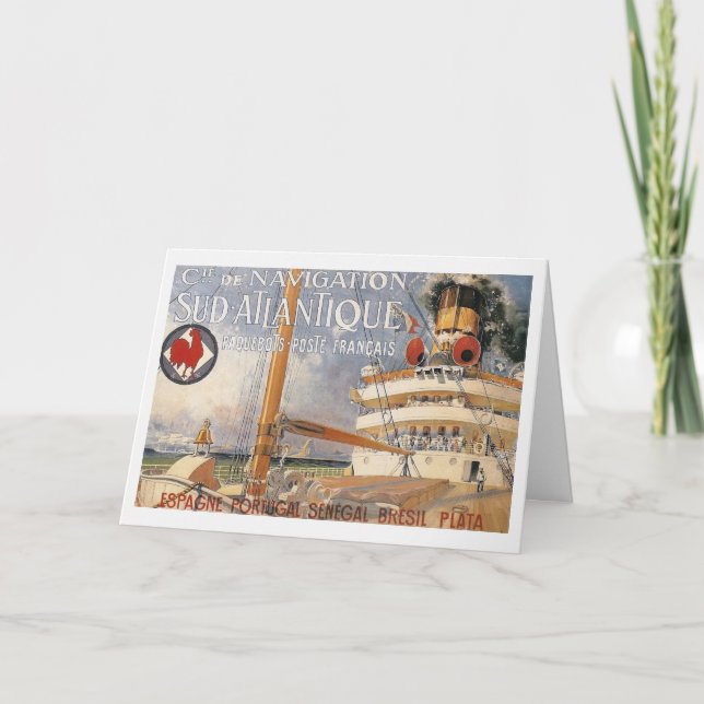 Tarjeta Viaje Vayage de Barco Vintage (Anverso)