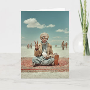 Tarjeta Viajero del desierto y paloma de la paz