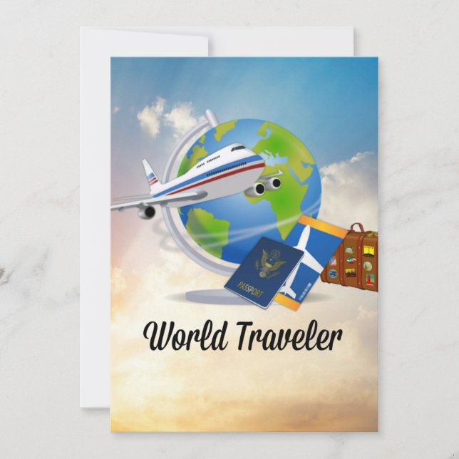 Tarjeta Viajero del mundo, lleno y listo para irse (Anverso)