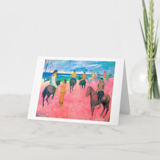 Tarjeta Viajeros en la playa, Gauguin (Anverso)