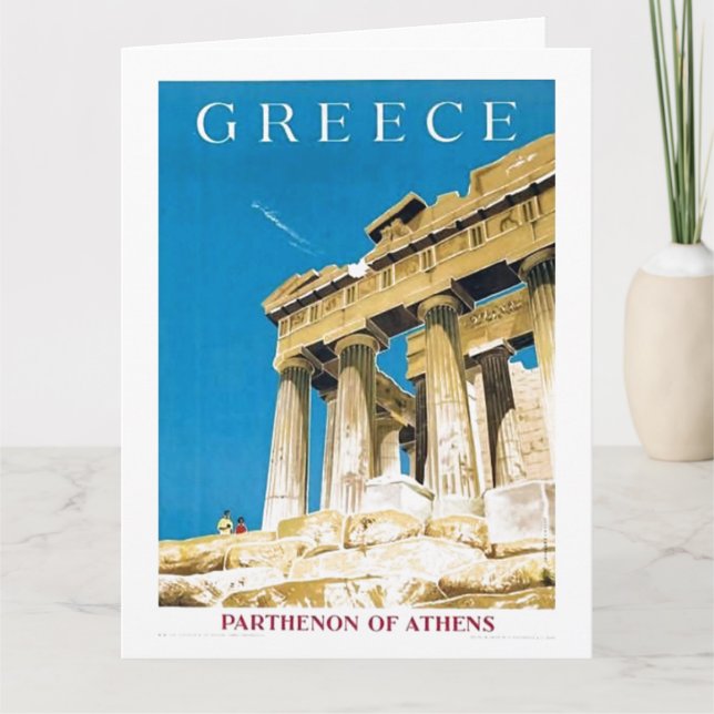 Tarjeta Viajes de época Atenas Grecia Templo del Partenón (Anverso)