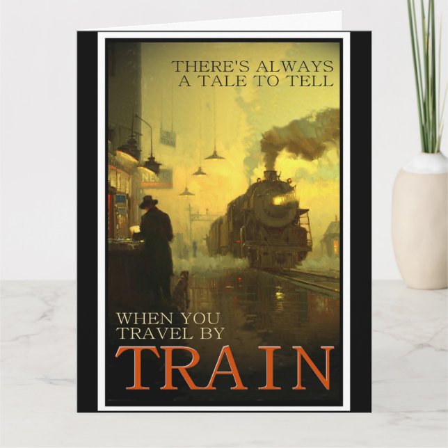 Tarjeta Viajes De Vintage En Tren (Anverso)