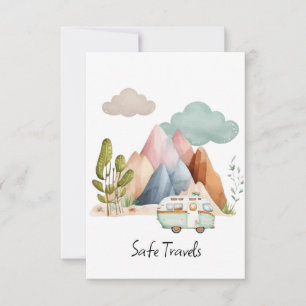 Tarjeta Viajes seguros de acuarela escénica