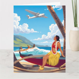 Tarjeta Viajes Vintage a Hawái