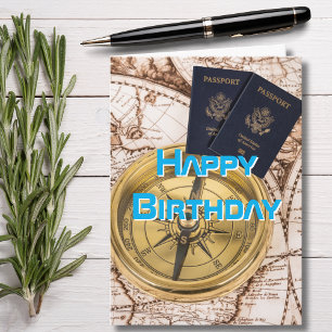 Tarjeta Viajes, World Map, Passports, Compass, Birday