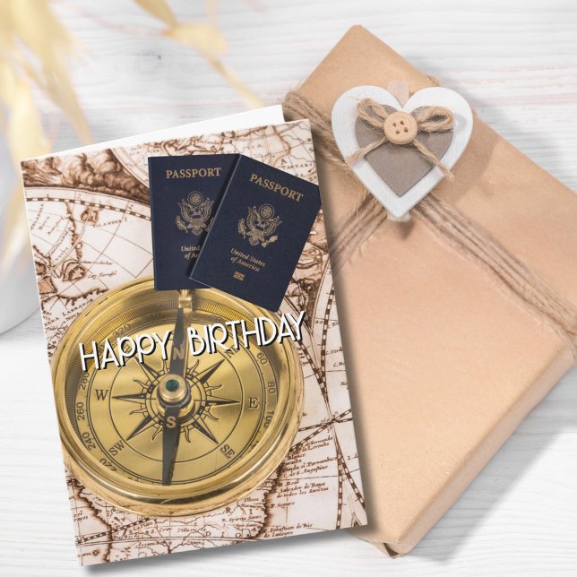 Tarjeta Viajes, World Map, Passports, Compass, Birday (Subido por el creador)