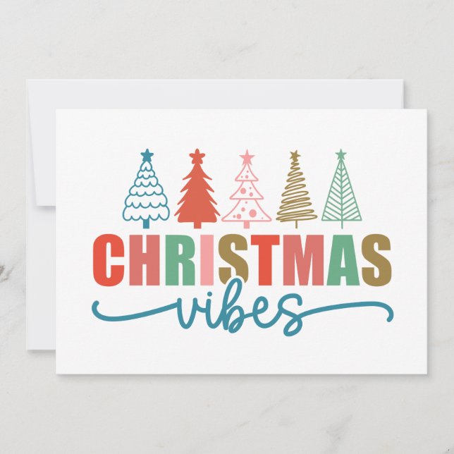 Tarjeta Vibes de navidades - Diseño de árboles de vacacion (Anverso)