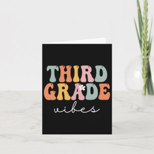 Tarjeta Vibes Retro Groovy de tercer grado Vintage Primer 