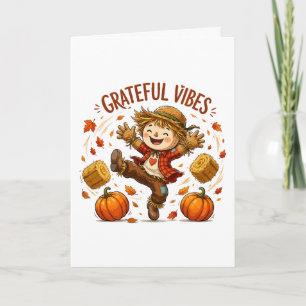 Tarjeta Vibraciones Agradecidas Espantapájaros Otoño