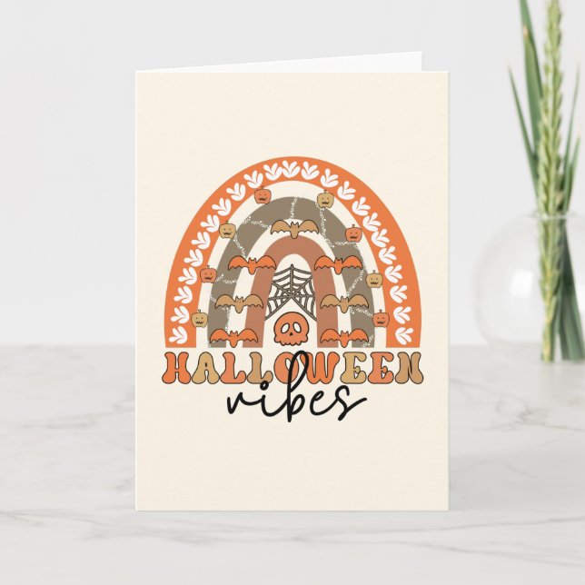 Tarjeta Vibraciones de Halloween Boho Arcoíris Otoño Hallo (Anverso)