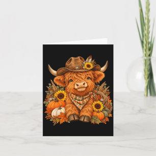 Tarjeta Vibraciones de otoño con calabaza y vaquita de las