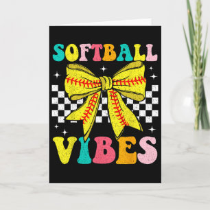 Tarjeta Vibraciones de Sóftbol Coquette Bow Día de Juego d