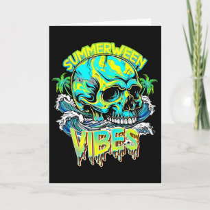Tarjeta Vibraciones de Summerween Calavera Horror Playa Ho