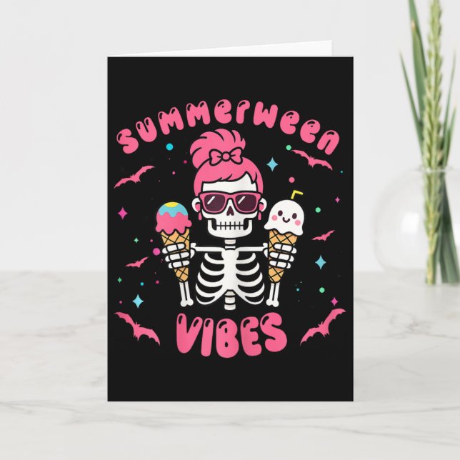 Tarjeta Vibraciones de Summerween Esqueleto de Halloween V (Anverso)