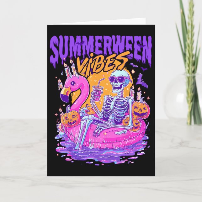 Tarjeta Vibraciones de Summerween Esqueleto Espeluznante F (Anverso)