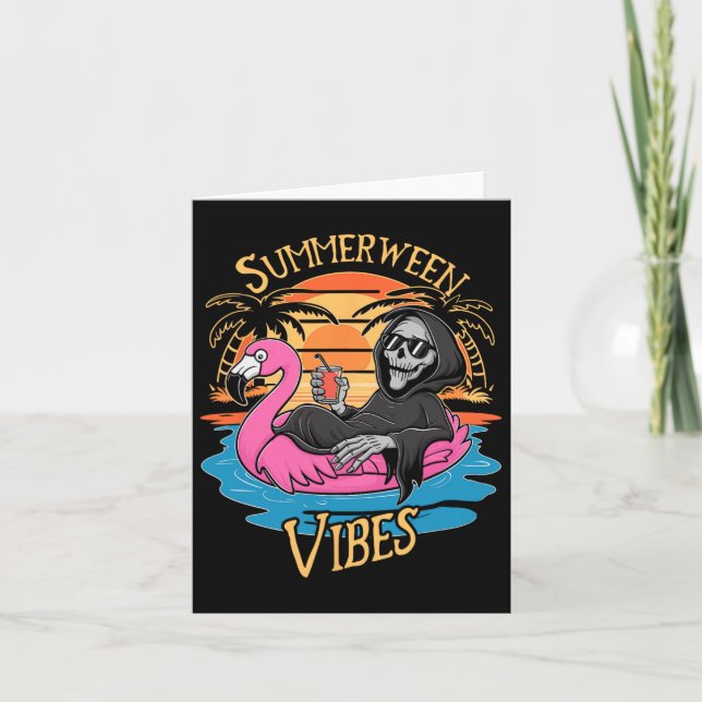 Tarjeta Vibraciones de Summerween Esqueleto Flamenco Espel (Anverso)