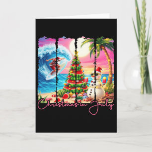 Tarjeta Vibraciones de verano Navidad en julio Santa surfe