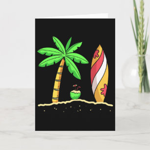 Tarjeta Vibraciones de Verano Palmeras Surfboard Surfista