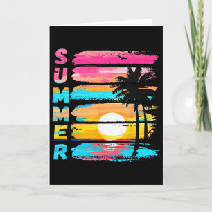 Tarjeta Vibraciones de Verano Playa Retro Puesta de Sol Pa