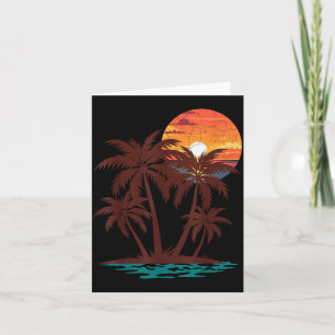 Tarjeta Vibraciones de verano Retro 70s 80s Playa Atardece