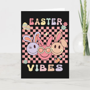 Tarjeta Vibraciones Felices de Pascua Conejitos Niños Niña