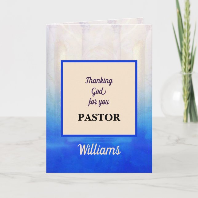 Tarjeta Vibrant Blue Pastor Appreciation Card (Anverso)
