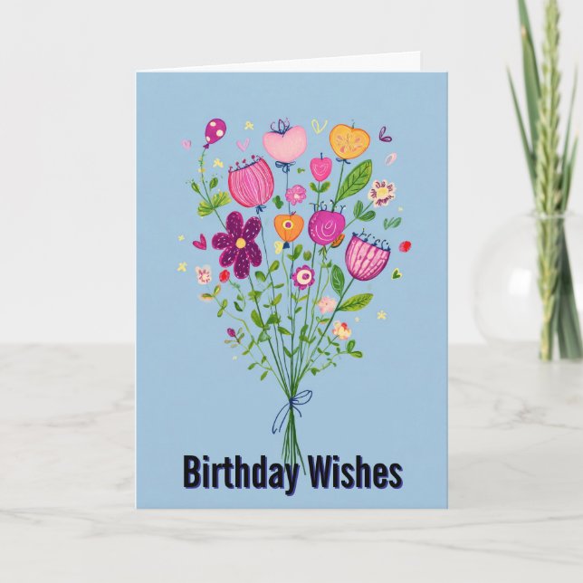 Tarjeta Vibrant Floral Watercolor Happy Birthday (Anverso)
