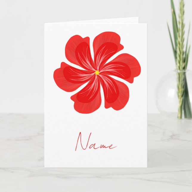 Tarjeta Vibrant Red Petal Bloom - Minimalist Floral Art (Anverso)