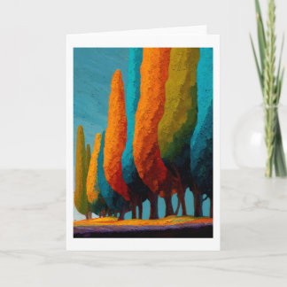 Tarjeta Vibrant Sentinel Trees, Abstract Greeting Card