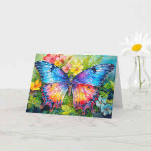 Tarjeta Vibrante Adorable Mariposa Arte Feliz Cumpleaños