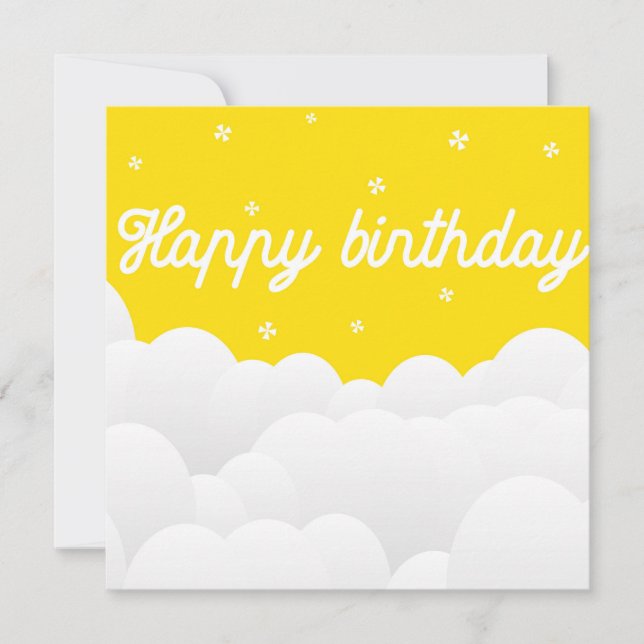 Tarjeta Vibrante amarillo feliz fiesta de cumpleaños poste (Anverso)