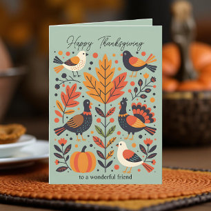 Tarjeta Vibrante Arte Popular Turquía Calabaza Caída Acció