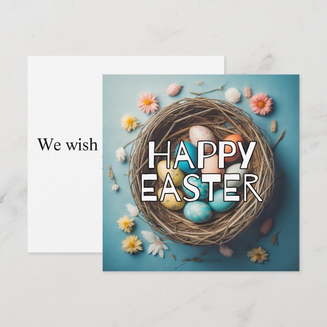 Tarjeta Vibrante Collage decorativo de Huevos de Pascua (Anverso / Reverso)