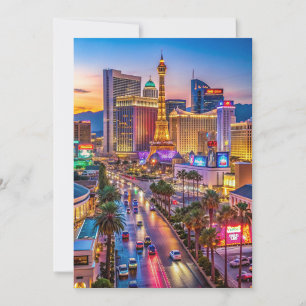 Tarjeta “Vibrante franja de Las Vegas al atardecer”