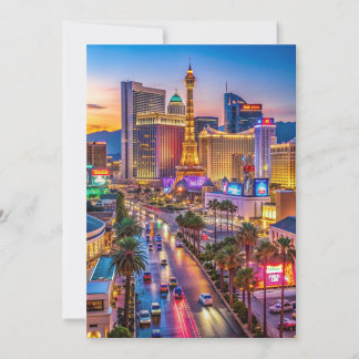 Tarjeta “Vibrante franja de Las Vegas al atardecer”