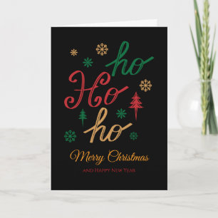 Tarjeta Vibrante Ho Ho Ho Ho Ho Feliz Navidad y Feliz Año