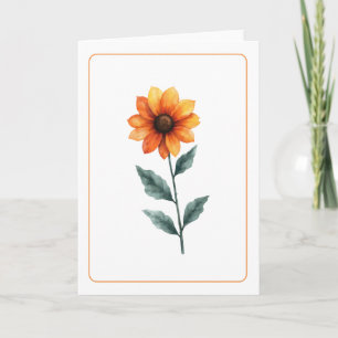 Tarjeta Vibrante Naranja Sunflower Blank Doble Saludo