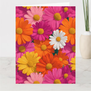 Tarjeta Vibrante Patrón Floral de margarita sin foco