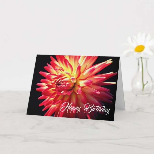 Tarjeta Vibrante Red Dahlia Flower Birday (Planta pequeña)