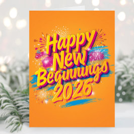 Tarjeta vibrante y colorida de año nuevo feliz