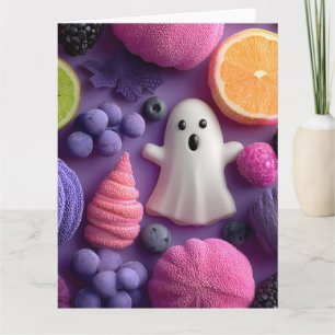 Tarjeta Vibrantes dulces de Halloween y fruta de color