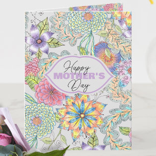 Tarjeta Vibrantes flores de primavera y el Día de la Madre