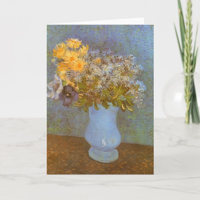 Tarjeta Vicente van Gogh Vase de Lilacs, Daisies, Anemones (Anverso)