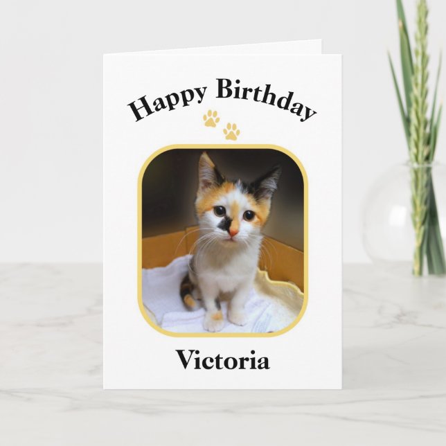 Tarjeta Victoria Calico Kitten Happy Birday (Anverso)