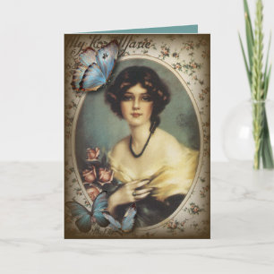 Tarjeta Victoria del chica parisino de mariposa de la anti