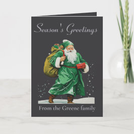 Tarjeta Victorian Father Christmas Wearing Green Robes Cut