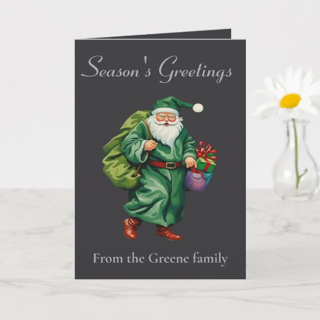 Tarjeta Victorian Father Christmas Wearing Green Robes Cut (Planta pequeña)