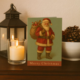 Tarjeta Victorian Santa Illustration Timeless Holiday