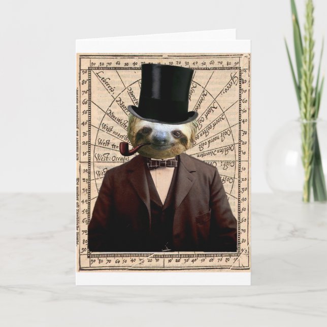Tarjeta Victorian Steampunk del hombre de la pereza (Anverso)